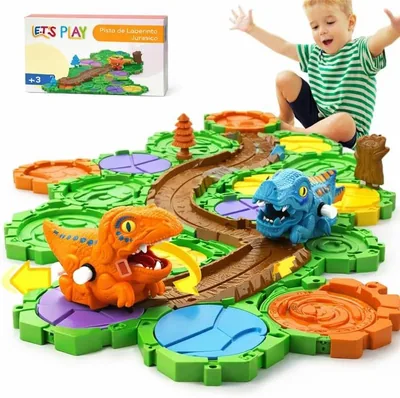 Pista Laberinto de Dinosaurios para Niños | Juego de Mesa Armable Jurásico