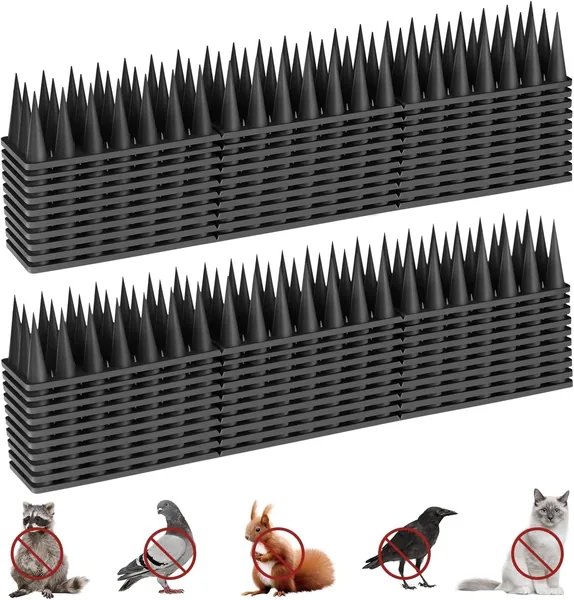 Pigeon Bollards 5.7M Plastic Pigeon Repeller for Birds Cats (20 Pieces Black)