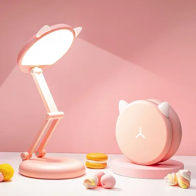 One Fire Kinder Schreibtischlampe, 9 Helligkeitsstufen, Kawaii Schreibtischlampe, Mädchen Leselampe, Falten & Tragbar, 360°, 27% Rabatt