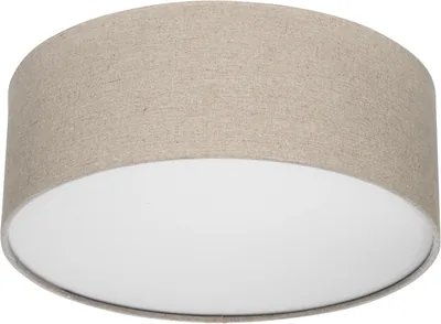 REV LED Deckenleuchte für Schlafzimmer, Wohnzimmer und Küche, rund, 30 cm mit Stoff Lampenschirm im Vintage-Look, Taupe | Styli (28% Rabatt)