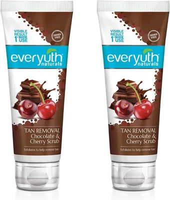 Everyuth Naturals टैन रिमूवल चॉकलेट & चेरी स्क्रब | डी टैन, डिटॉक्सिफाई और क्लेंज | पारबेन फ्री | एंटीऑक्सिडेंट चॉकलेट और मल्टी-विटामिन चेरी, 55% ऑफ