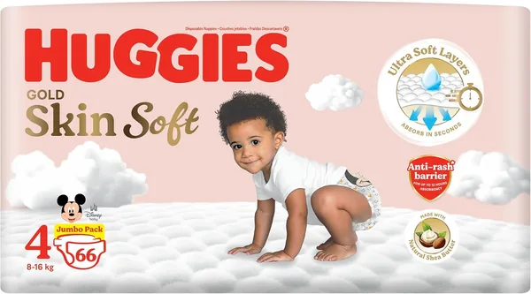 Huggies® Gold - Size 4 (8-16kg) Nappies, 66 Pack (24% Off)