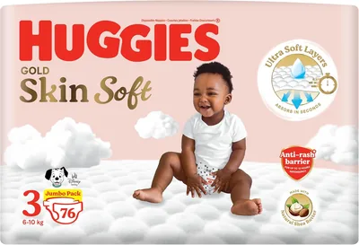 Huggies® Gold Skin Soft - Size 3 (6-10kg) Nappies, 76 Pack - 24% Off