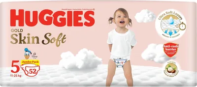 Huggies® Gold Skin Soft - Size 5 (11-25kg) Nappies, 52 Pack