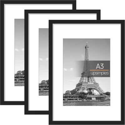Upsimples Marco de Foto A3, Pack de 3 Marcos para Colgar en la Pared, 29.7 x 42 cm, Negro, para Título de Grado Universitario, Póster o Puzzle - 11% de Descuento