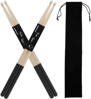 2 Pares Baquetas Batería, Baquetas Profesionales de Arce 5A con Bolsa | Juego de Baquetas Electrónicas Antideslizantes, 4 Piezas