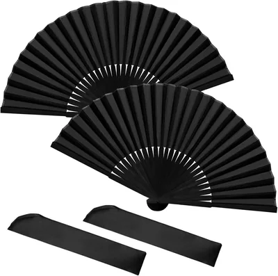 Soodyoow 2 Pack Ventilateur Pliable Noir pour Danse Fête Mariage Décoration