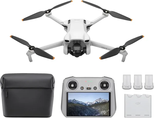 DJI Fly More Mini 3 (DJI RC) - Drone Caméra Mini Légère avec Stabilisation 3 Axes et Vidéo 4K HDR, 3 Batteries