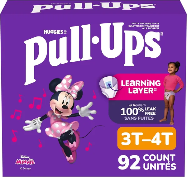 Pull-Ups Girls Potty Training Underwear, Easy Open Toddler Pants 3T-4T (32-40 lbs)