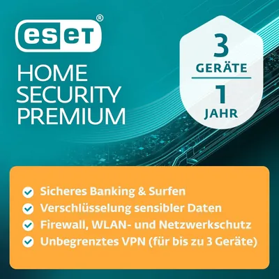 ESET HOME Security Premium 2026 | 3 Geräte | 1 Jahr | Inklusive VPN, Datenverschlüsselung, Browserschutz & Privatsphäre | Windows