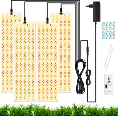 OFFCUP Plantlampa LED Fullspektr, 4 st., Plantlampa, Röd och Wit med Timme 3/6/12 H
