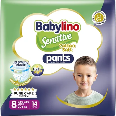 Pannolini Babylino Sensibili in Cotone Morbidissimo Taglia 8, Pantaloni XXL (20+ kg), 14 Unità - Migliore Affare