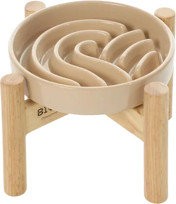 BICOPET Slow Feeder Dog Bowls, Ceramic Elevated Stand for Small/Medium Breed Puppies