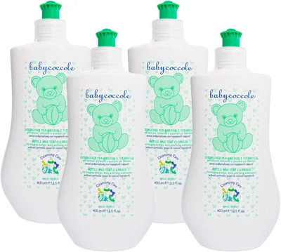Babycoccole Kit Pulitore Bottiglie 4x400ml con Enzimi di Origine Naturale, Senza Profumo, Rimuove Residui Alimentari - Best Deal