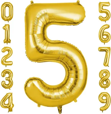OFFCUP Folie Ballon Nr. 5 Goud Verjaardag Nummers 40 cm Grote Folie Ballonnen met Helium voor Feestdecoratie (10% Korting)