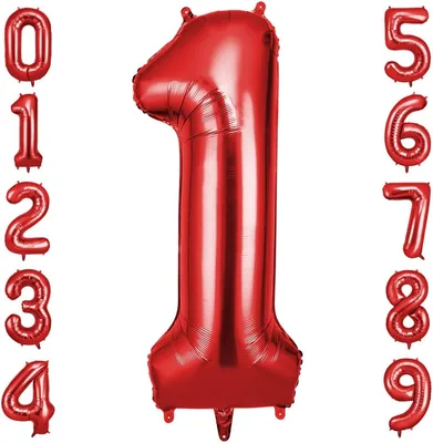 OFFCUP Nummer Ballonnen Rode Folie Ballon Nr. 1 40 cm Helium Ballonnen Voor Feestjes Meisjes Jongens Kinderen Verjaardag Decoratie