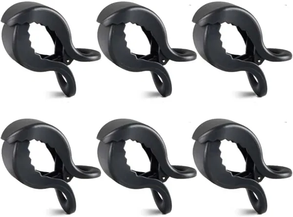 6 Pack Stroller Blanket Pegs Baby Carriage Canopy Clip hooks, Pram Clip for Attaching Toys, for Attaching Muslin Blankets, Covers, Nursing Cloth or Baby Toys (Black)