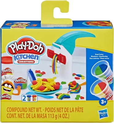 Play-Doh Massinha de Modelar Kitchen Creations com Macarrão Mágico - Conjunto de Brinquedo com Acessórios e 2 Potes