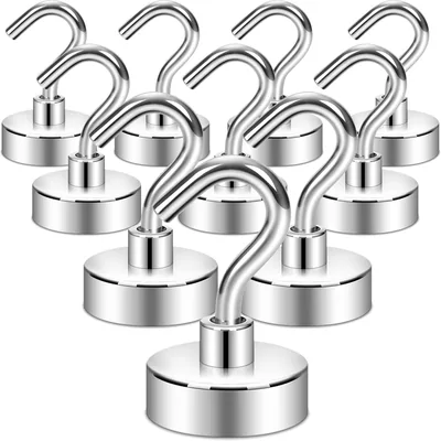 Neosmuk Magnethaken, Silber, 20 kg Kleiderhaken mit Neodym-Magnet | Für Camping, Werkstatt, Schrank
