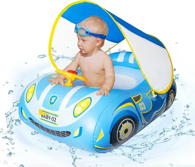 Flotador Bebe Ninonly con Sombrilla, Flotador de Piscina para Niños, Protección Solar UPF50+, Extraíble - 32% Off