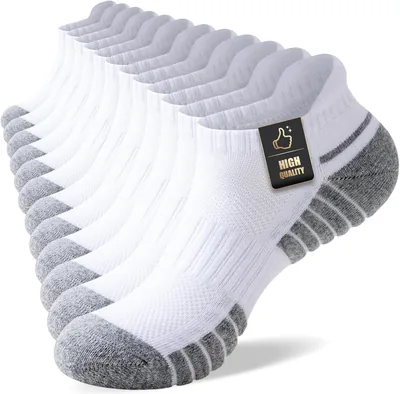SockWaddles Heren Ankelsokken, Sport sokken voor Vrouwen, 6 Paar Korte Sokken met Ademend Katoen, Pads en Antislip