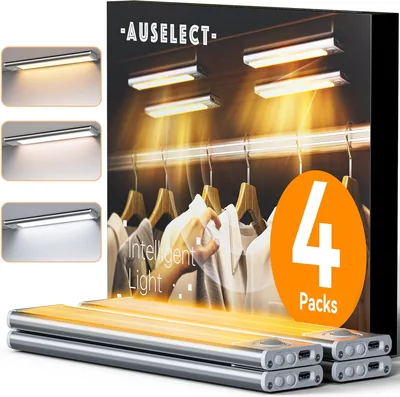 AUSELECT Under Cabinet Lights 4-Pack Motion Sensor LED