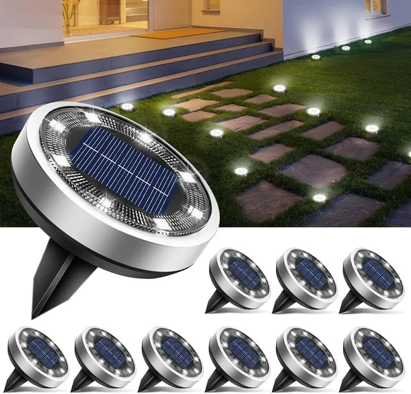 btfarm Solar Lights Outdoor Garden, 10 Pack Solar Ground Lights