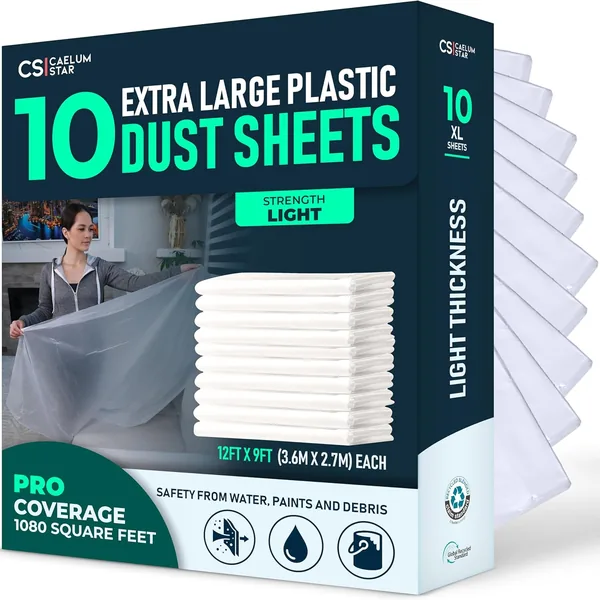 CS 10 Pack Extra Large Plastic Dust Sheets for Decorating