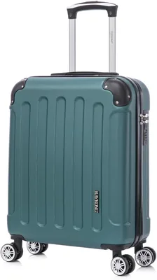 Maleta de cabina RAYKONG ABS 55x40x20cm (44L) - Máxima capacidad - 4 ruedas giratorias dobles de 360° - Cerradura incorporada - Verde