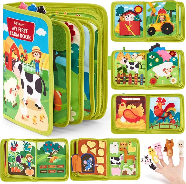 Hahaland Montessori Libro 1 Año - Tablero de Actividades Interactivo 20 en 1, Juguetes Montessori para Niños de 1 a 3 Años - 10