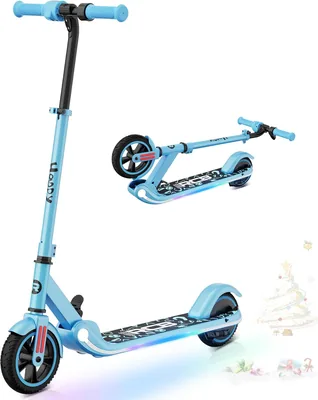 RCB Electric Scooter for Kids, 150W, Max 9.3mph, Bluetooth, LED Lights, Foldable, LED Display