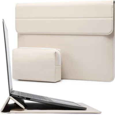 HYZUO 13 Inch Laptop Sleeve met Staand voor MacBook, Beige | Voor MacBook Air 13 M5-M1, 2026 13" MacBook Neo