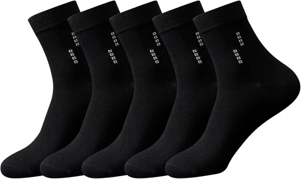 Infino 5 Pairs Men's 100% Cotton Crew Socks