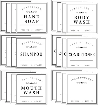 KSIWRE 24 Waterproof Labels - Shampoo & Soap Dispenser Set