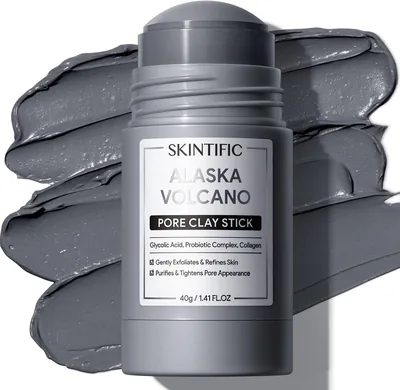 Mascarilla en Barra de Arcilla Volcánica SKINTIFIC - Limpieza Profunda de Poros, Elimina Puntos Negros, Arcilla Natural