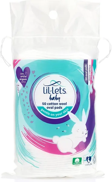Lil-Lets Baby Cotton Wool Oval Pads (100% Pure Cotton Wool, Certified Organic)