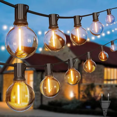 Guinguette à Led String Lights Extérieur 16.8m - G40 55ft 25+1 Leds Luminaires Jardin Connectables IP54 Étanches