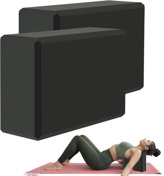 MBKHFLL Yoga Blocks - Supportive Latex-Free Eva Foam - Soft Non-Slip Surface with Beveled Edges for Yoga, Pilates, Meditation - Yoga Accessories for Stability, Balance, Deepen Stre