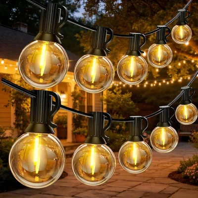 Lumières de fée LaPitio Outdoor 30 m, étanches et résistantes | Guirlande connectable avec 50 ampoules en plastique, IP45