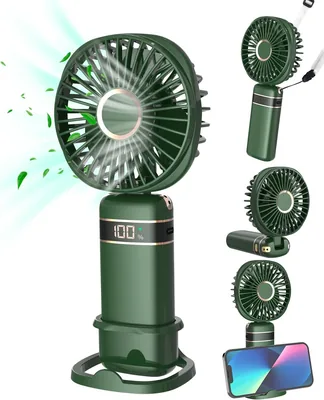 FAPPEN Handheld Fan, Klappbarer USB-Lüfter mit Basis und Lanyard, für Zuhause, Büro, Schlafzimmer, Outdoor, T