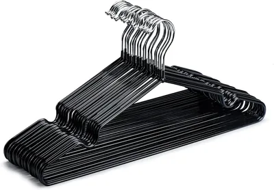 HOUSE DAY Metal & Plastic Hangers 10 Pack - Space Saving Clothes Hangers Black