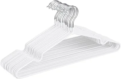 House Day Metal Hangers - Space Saving Clothes Hangers - 10 Pack White