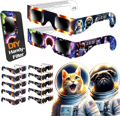 Galaxium 12-pack Zonsverduisteringsbrillen voor Kinderen, ISO Gecertificeerd, Veilig - Boy/Meisje, 2026