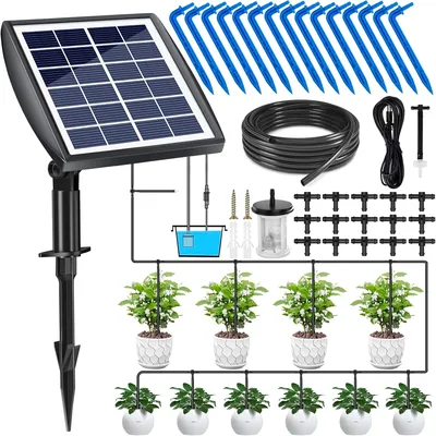 Solarbevattningssystem, 15m, Automatisk Trädgårdsbevattning, Solenera Dripbevattningsuppsättning med Vattenförsökare för Gar