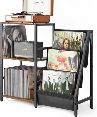Bikoney Record Player Stand - 3 Tier Vinyl Storage
