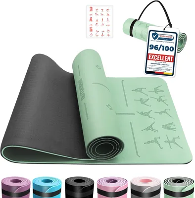 Tapis de yoga OUTDOUSE, tapis sportif anti-dérapant pour gymnastique, pilates, yoga, maison, voyage, tapis de gym avec sangles de rangement, 72 x 24 x