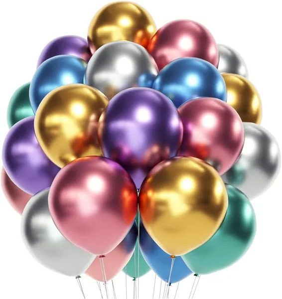 ECVV 100 Pieces Decorated Party Balloons Assorted Color - Multicolor Balloons for Party Decoration| Birthday | Wedding | Christmas | Party Supplies