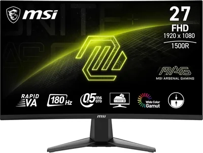 MSI MAG 27C6F - Écran incurvé Full HD de 27 pouces pour jeux - Panneau VA rapide 1920 x 1080 1500R, 180 Hz / 0.5 ms (GtG, min.), Adaptatif-Sync - 33% de réduction