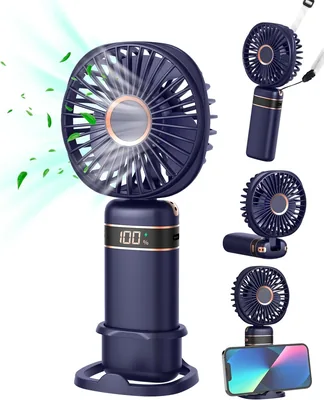 FAPPEN Handheld Fan, Tragbarer USB-Lüfter, Faltbarer Mini-Lüfter mit Ständer und Lanyard für Zuhause, Büro, Schlafzimmer, Outdoor, T