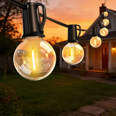 Catena Luci Esterne ROVLAK 15 m, Luci da Giardino con 25+3 LED G40 in Plastica, Impermeabile IP44, 2700 K Bianco Caldo